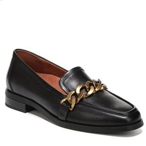 NEW Black Leather Loafers with Gold Chain Without Insoles